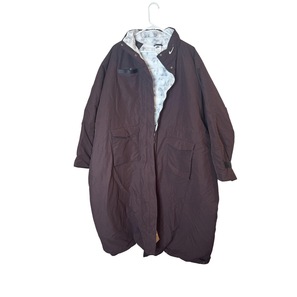 Nike Jacket Womens XXL Brown Therma-Fit Long Puffer Parka Coat Thermore